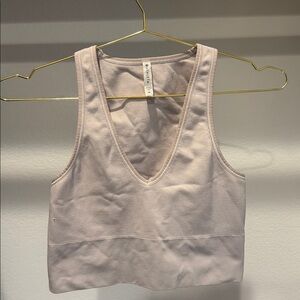 Off white Ribbed V-Neck Crop Top